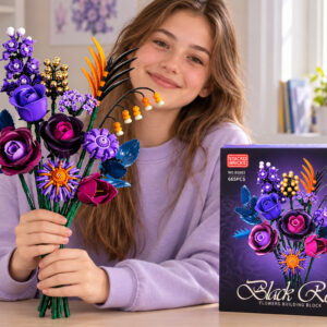 Gėlių kaladėlės DARK ROSES violetinė gėlių puokštė 665 vnt. ZA6264 - Image 4