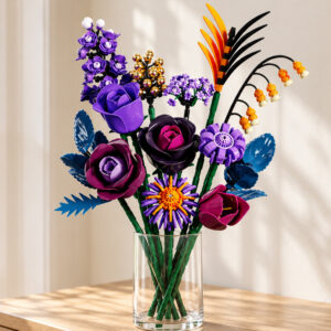 Gėlių kaladėlės DARK ROSES violetinė gėlių puokštė 665 vnt. ZA6264 - Image 2