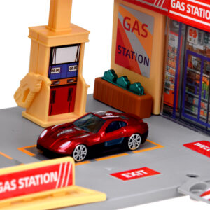 Degalinės žaidimų rinkinys su parduotuve, keliu, automobilių stovėjimo aikštele ir 2 žaisliniais automobiliais ZA6282 - Image 6