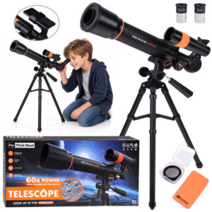 Astronominis teleskopas vaikams + metalinis trikojis 18x 60x LUNETA ZA6300
