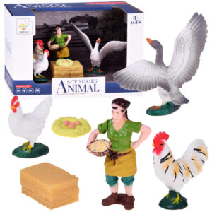 FARM ANIMALS SERIES Ūkininko ir paukščių rinkinys – višta, gaidys, žąsis ZA6404 B