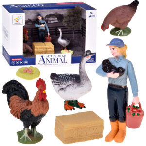FARM ANIMALS SERIES Ūkininko ir paukščių rinkinys – višta, gaidys, žąsis ZA6404 C