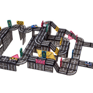 Magnetinės kaladėlės AUTOMOBILIŲ TRASA 168 dalys + 4 automobiliai ir kelio ženklai ZA6446 - Image 2