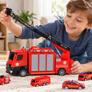Gaisrinės automobilis su šviesos, garso efektais, vandens purškimu + 4 automobiliai ZA6560 - Image 4