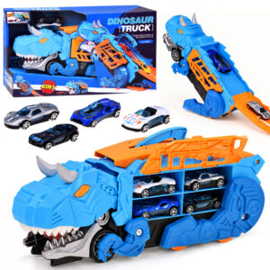 Sulankstomas automobilinis 2 viename DINOSAUR garažas, ryjantis transporto priemones + ženklai ir spyruoklės ZA6595