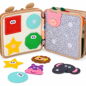 Sensorinė manipuliacinė knygelė su „Velcro“ lipdukais ir judančiais elementais ZA6600 - Image 7