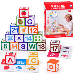 MOKOMIEJI magnetiniai blokeliai – mokymasis skaičiuoti, raidės, laikrodis 35vnt. ZA6603