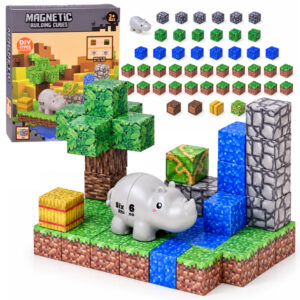 Magnetinės kaladėlės RHINO konstravimo kubeliai ir pikseliai 47vnt. ZA6605