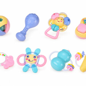 2 viename barškutis ir kramtukas – didelis 8 vnt. rinkinys PASTEL mažyliams ZA6627 - Image 2