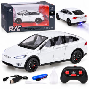 Tesla Model X RC 1:22 nuotoliniu būdu valdomas modelis su LED šviesomis ir dūmų efektu RC0772