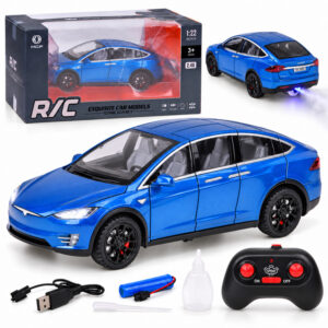 Tesla Model X RC 1:22 nuotoliniu būdu valdomas modelis su LED šviesomis ir dūmų efektu RC0772