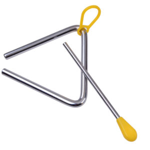Mediniai muzikos instrumentai: cimbolai, tambūrinas, trikampis – 6 vnt. IN0191 - Image 4