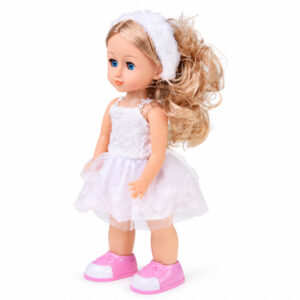 Vaikštanti ir dainuojanti lėlė – plokite rankomis! WHITE BALLERINA ZA6359 - Image 2
