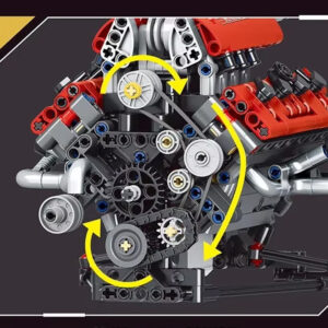 Techniniai kaladėlių rinkiniai V8 VARIKLIO konstravimas su interaktyvia baterija 653ele ZA6371 - Image 7