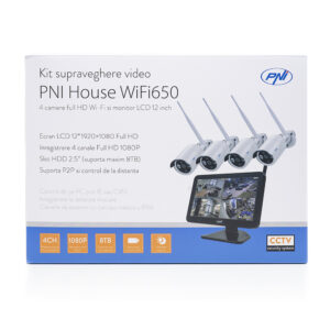 Vaizdo stebėjimo rinkinys PNI House WiFi650 – 4 Full HD „Wi-Fi“ P2P kameros ir 12 colių LCD monitorius - Image 12