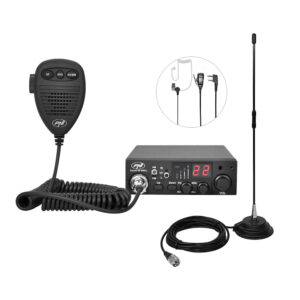 CB radijo stoties komplektas PNI ESCORT HP 8001L ASQ 4W 12V, 40 kanalų + CB antena PNI Extra 40 su magnetu, ilgis 45 cm, 30W