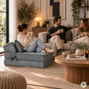 2-in-1 vienvietė išlankstoma poroloninė sofa-lova čiužinys 190x70 cm ModernHome - Image 3