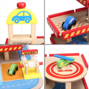 Didelis medinis garažas su keltuvu + automobiliai Ecotoys - Image 3