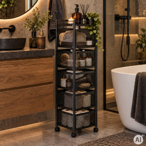 Virtuvės lentyna pagalbininkas organizatorius sukamomis lentynomis 5 pakopų metalinis ModernHome - Image 3