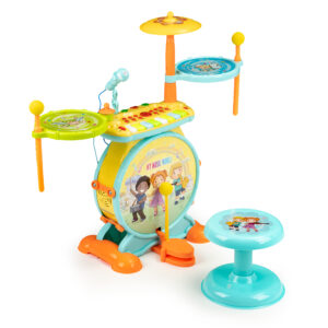 Būgnų rinkinys su klaviatūra 2-viename, mikrofonu, karaokė, MP3 ir LED apšvietimu - Image 3