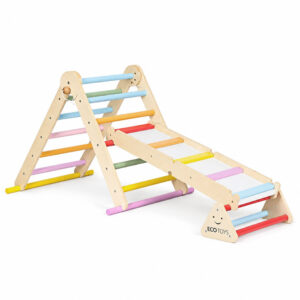 Medinė žaidimų aikštelė vaikams, Montessori laipiojimo rinkinys su kopėčiomis ir balansavimo sija LUNA ECOTOYS - Image 3