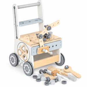 Medinis vaikiškas darbastalis su stumduku ir įrankiais, 34 dalys ECOTOYS - Image 3
