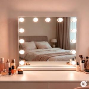 LED makiažo veidrodis 50x40 cm kosmetinis su apšvietimu 3 spalvos 13 lempučių ModernHome - Image 3