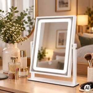 LED kosmetinis veidrodis 25x30 cm su apšvietimu, 3 spalvų režimai ModernHome - Image 3