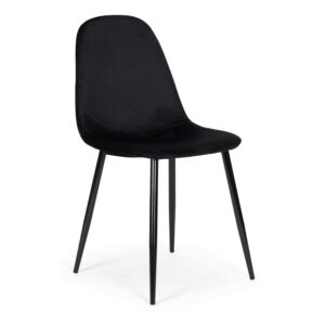 4 aksominių kėdžių komplektas valgomajam ir svetainei, juodos spalvos, ModernHome - Image 3