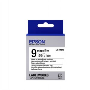 Epson LK-3WBW (C53S653007) Ženklinimo juostelė, Strong Adhesive, Black on White, 9mm 9m
