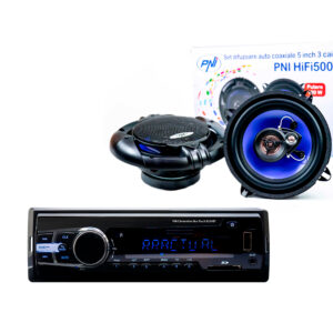 Automobilinis MP3 grotuvas PNI Clementine 8524BT 4x45W + koaksialiniai automobiliniai garsiakalbiai PNI HiFi500, 100W, 12,7 cm