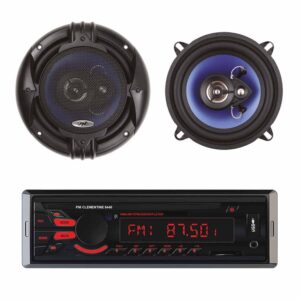 Clementine 8440 4x45W USB SD AUX 12V automobilinis MP3 grotuvas su 2 PNI HiFi500 koaksialinių automobilinių garsiakalbių komplektu, 100W, 12,7 cm