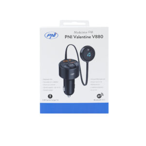 FM moduliatorius PNI Valentine V880 su mikrofonu, Bluetooth 5.0, MP3 grotuvas, FM siųstuvas, dviguba USB jungtis, greitasis įkrovimas mobiliesiems įrenginiams per QC3.0, suderinamas su Siri ir Google Assistant - Image 2