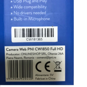 PNI CW1850 „Full HD“ internetinė kamera, USB jungtis, tvirtinimo spaustukas, integruotas mikrofonas - Image 9