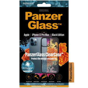PanzerGlass ClearCase antibakterinis dėklas, skirtas Apple iPhone 12 Pro Max – juodas