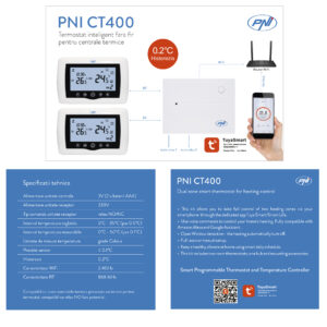 PNI CT400 belaidis išmanusis termostatas, su WiFi, 2 zonų valdymu internetu, skirtas šiluminėms elektrinėms, siurbliams, solenoidiniams vožtuvams, APP TuyaSmart - Image 6