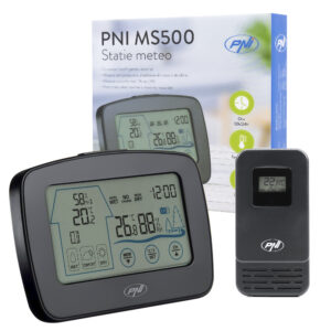 PNI MS500 meteorologinė stotelė su belaidžiu išoriniu jutikliu, rodo vidaus ir lauko temperatūrą bei drėgmę, minimalių ir maksimalių klimato verčių atmintis - Image 10