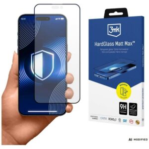 3MK HardGlass Matt Max grūdintas stiklas, skirtas Apple iPhone 18 Pro Max, juodas
