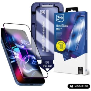 3MK HardGlass Max grūdintas stiklas su aplikatoriumi, skirtas Apple iPhone 15 Pro, juodas