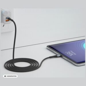 3MK Hyper Cable N-SERIES USB-C į MicroUSB kabelis 1m QC 3.0 5V/2A 10W juodas - Image 2