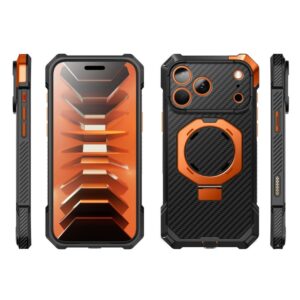 SUPCASE UB GRIP MAG MagSafe iPhone 17 PRO MAX / 18 PRO MAX ARAMIDINIS DĖKLAS JUODAS/ORANŽINIS - Image 3