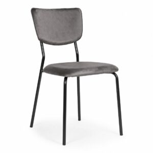 4 minkštų aksominių kėdžių komplektas valgomajam ir svetainei, tamsiai pilkos spalvos ModernHome - Image 4