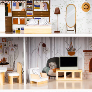 Lėlių namelis su medinių baldų komplektu – 3 aukštų „Emma Residence“ ECOTOYS - Image 4
