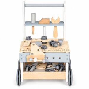 Medinis vaikiškas darbastalis su stumduku ir įrankiais, 34 dalys ECOTOYS - Image 4