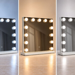 LED makiažo veidrodis 50x40 cm kosmetinis su apšvietimu 3 spalvos 13 lempučių ModernHome - Image 4