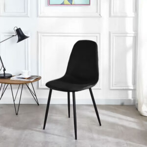 4 aksominių kėdžių komplektas valgomajam ir svetainei, juodos spalvos, ModernHome - Image 4