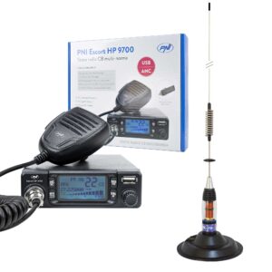 CB PNI Escort HP 9700 USB radijo stoties komplektas ir CB PNI ML70 antena su 145 mm magnetiniu pagrindu