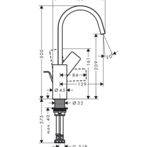 Praustuvės maišytuvas HANSGROHE VIVENIS 210 75030000, chromo - Image 2