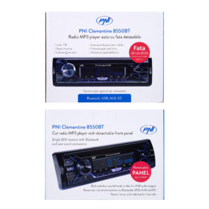 Automobilinis MP3 grotuvas PNI Clementine 8550BT, nuimamas skydelis, 4x45W, 12V, 1 DIN, su SD, USB, AUX, RCA - Image 4