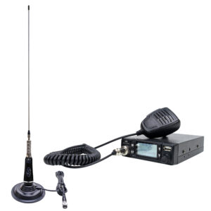 CB radijo stoties komplektas PNI Escort HP 9700 USB ir CB antena PNI LED 2000 su magnetiniu pagrindu, 12V / 24V maitinimo šaltinis, komplekte yra cigarečių degiklio kištukas, ASQ 5 lygiai